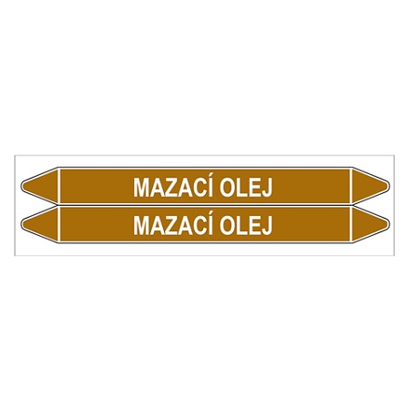 Značení potrubí, mazací olej,2 ks, 450 × 52 mm